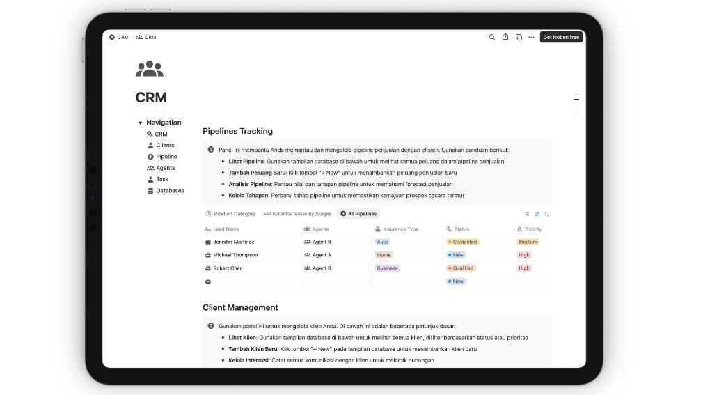 Mockup CRM Teamspace