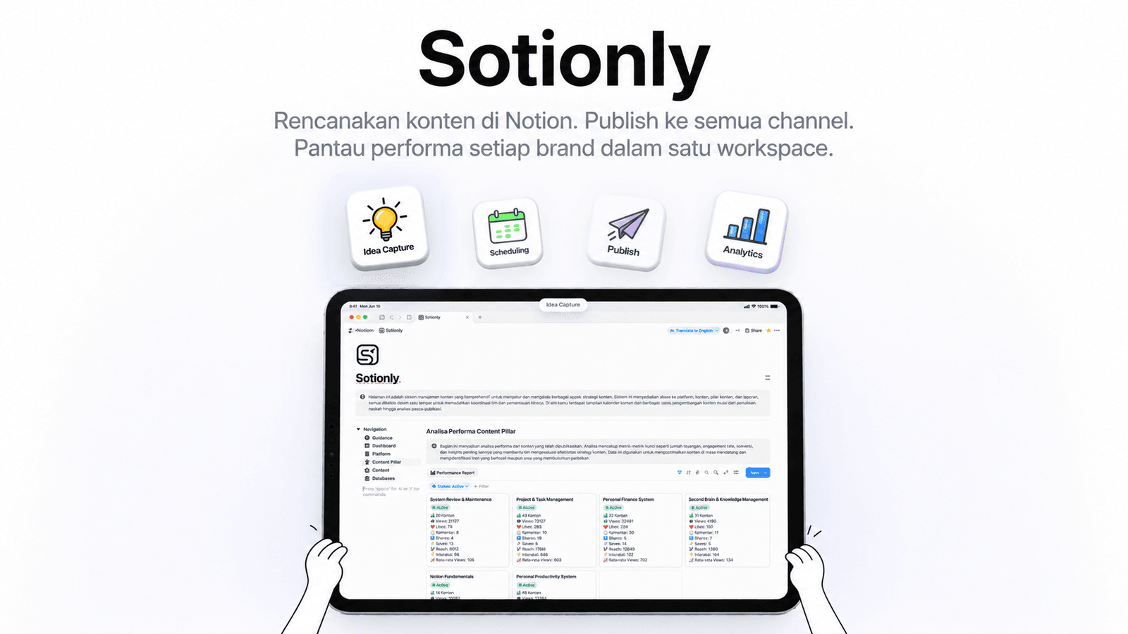 Sotionly untuk mengelola konten dari Notion