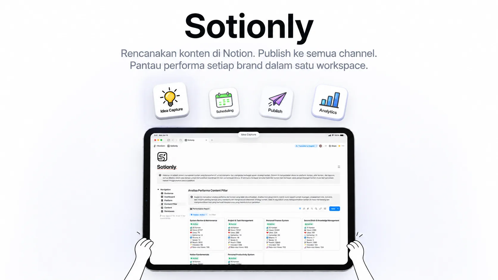 Sotionly untuk mengelola konten dari Notion